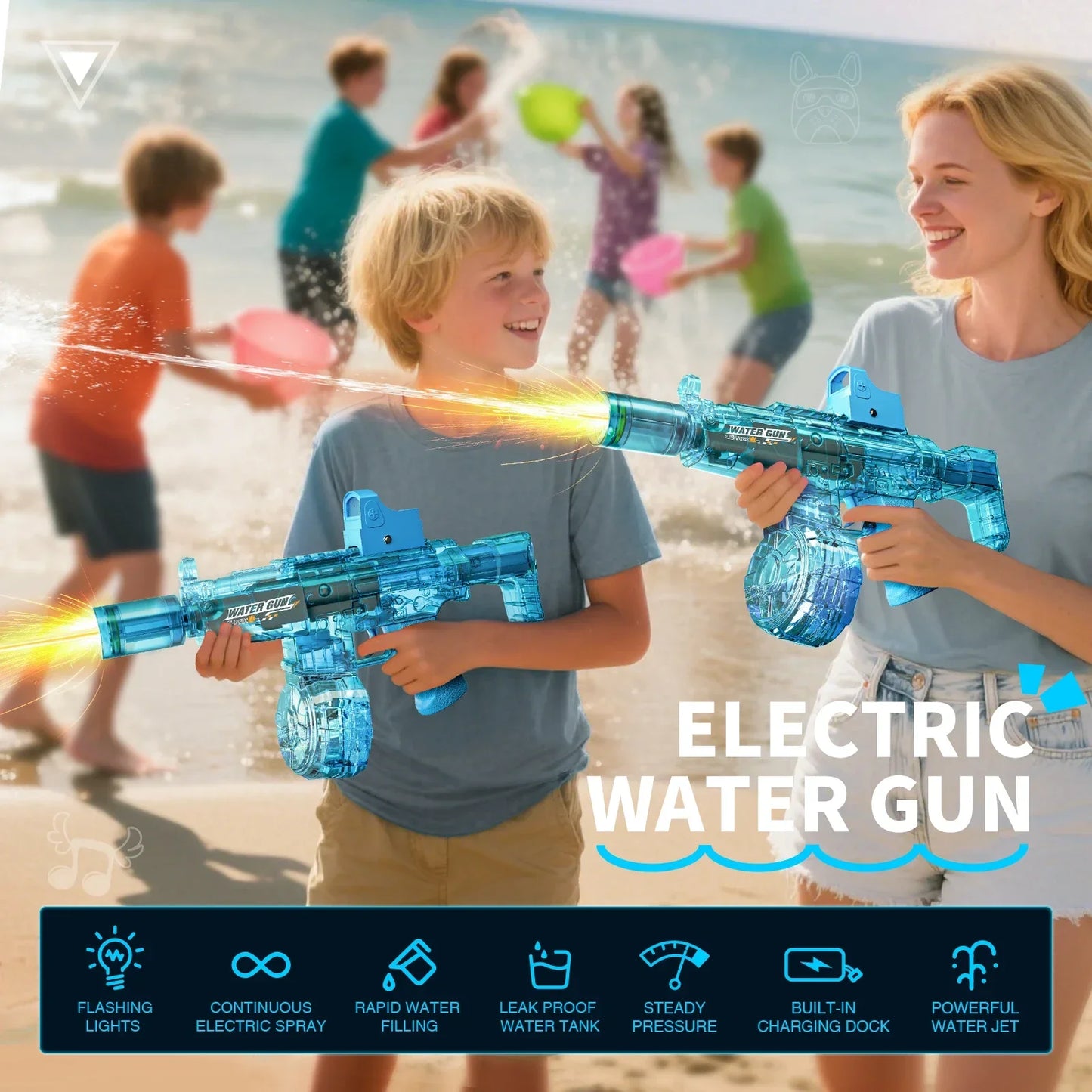Electric Automatic Water Gun with Lights & Rechargeable Battery