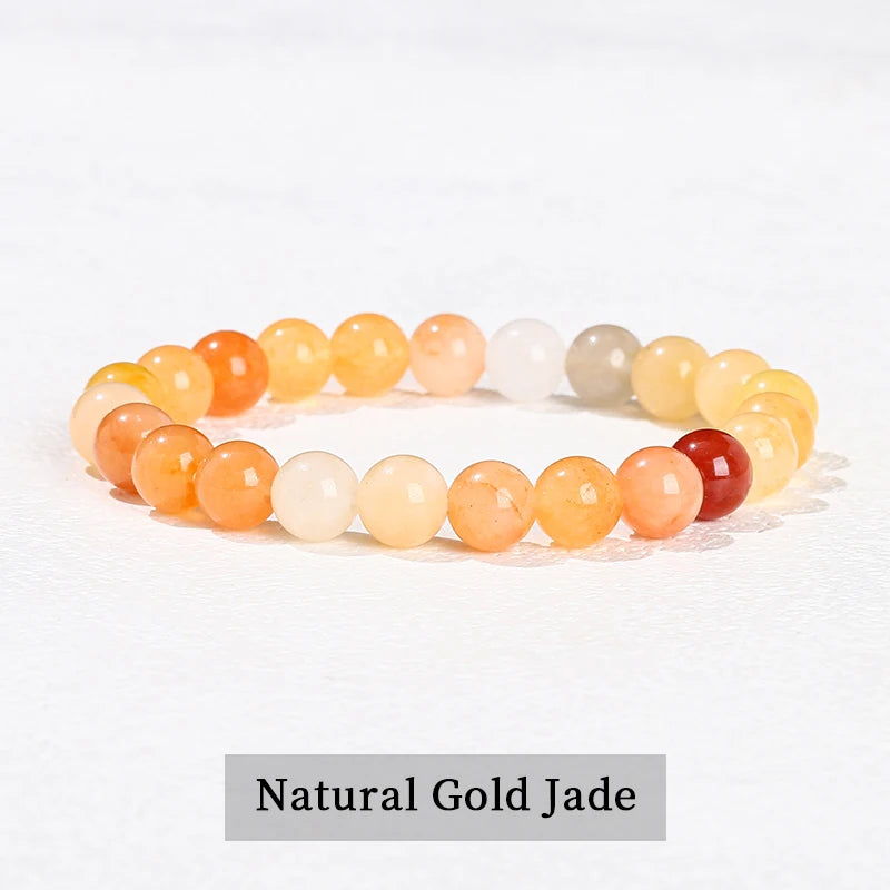 Natural Stone Bead Bracelet – Crystal Gemstone Stretch Bracelet