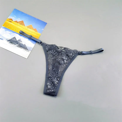 Women's Lace Thong Panties 3PCS Adjustable Low Rise Set