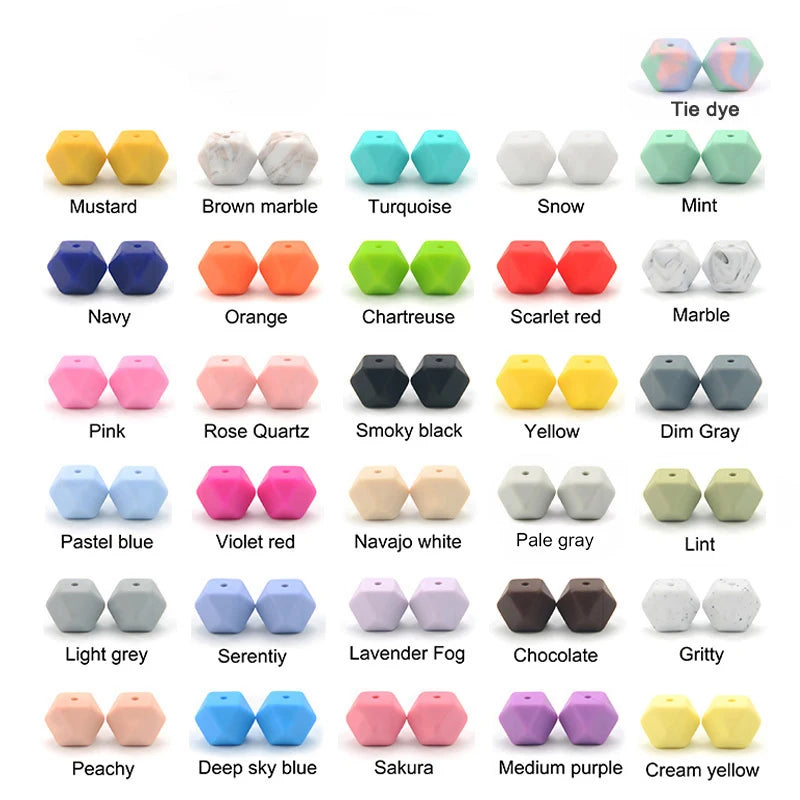 Silicone Hexagon Beads 10pcs Food Grade DIY Jewelry Making