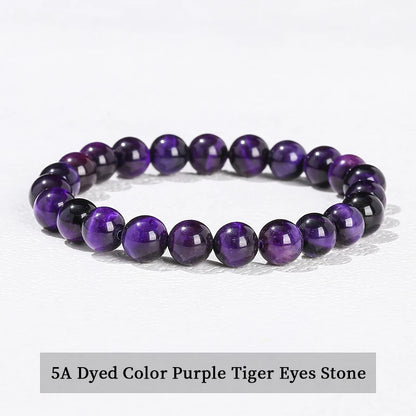 Natural Stone Bead Bracelet – Crystal Gemstone Stretch Bracelet