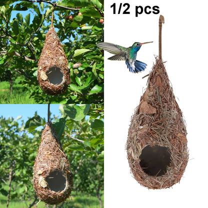 Handwoven Bird House Natural Grass Hanging Bird Nest