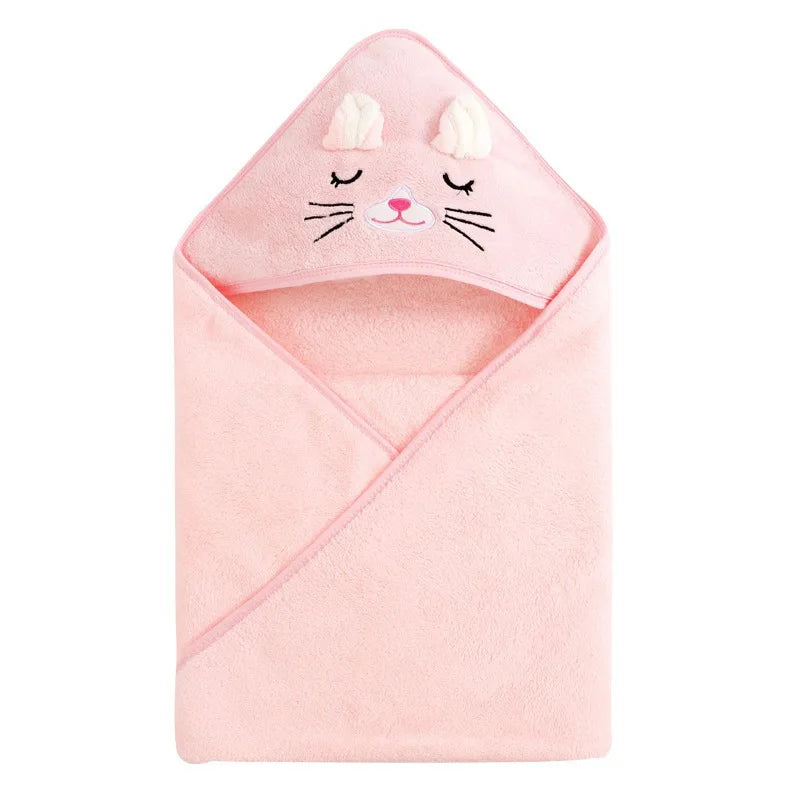 Baby Hooded Bath Towel Coral Fleece Toddler Bathrobe