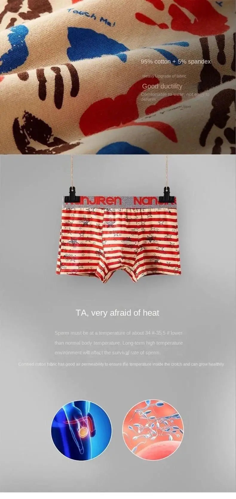 Men's Cotton Boxer Shorts 4PCS Breathable Printed Underwear