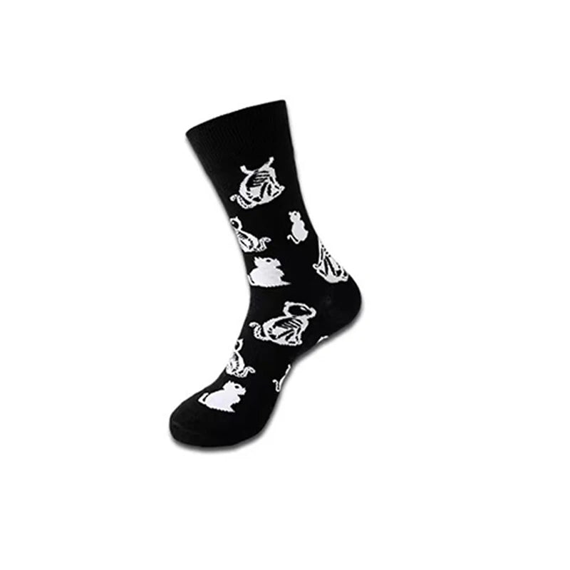 1/8 Pairs Unisex Halloween Printed Mid Tube Socks Fashionable Skull Pumpkin Sweat Absorbing Breathable All Season Casual Socks