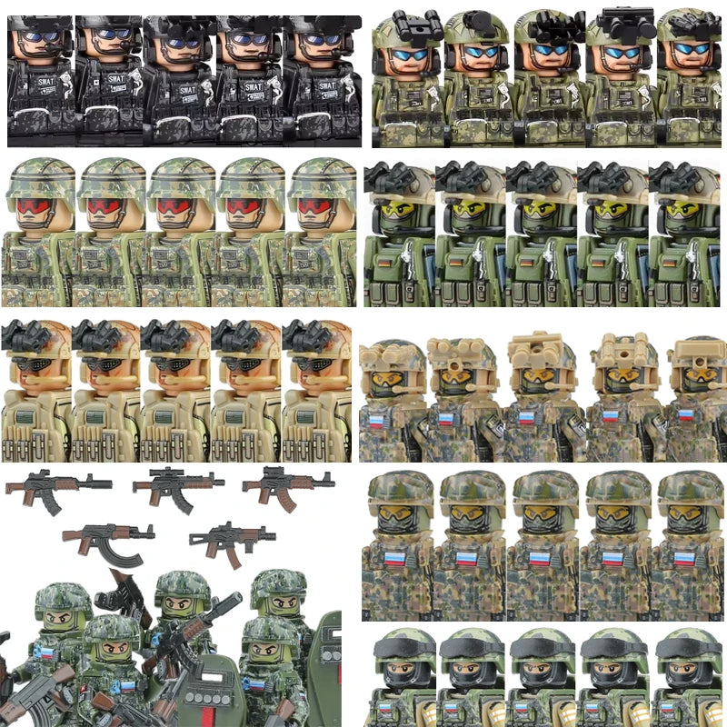 Military Soldier Building Blocks Mini Figure Set with Accessories