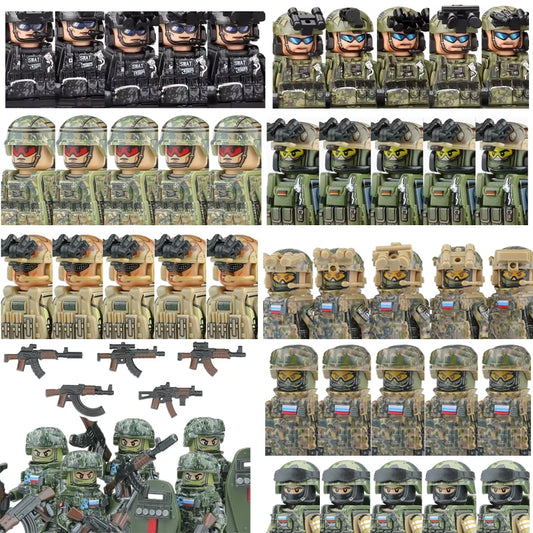 Military Soldier Building Blocks Mini Figure Set with Accessories