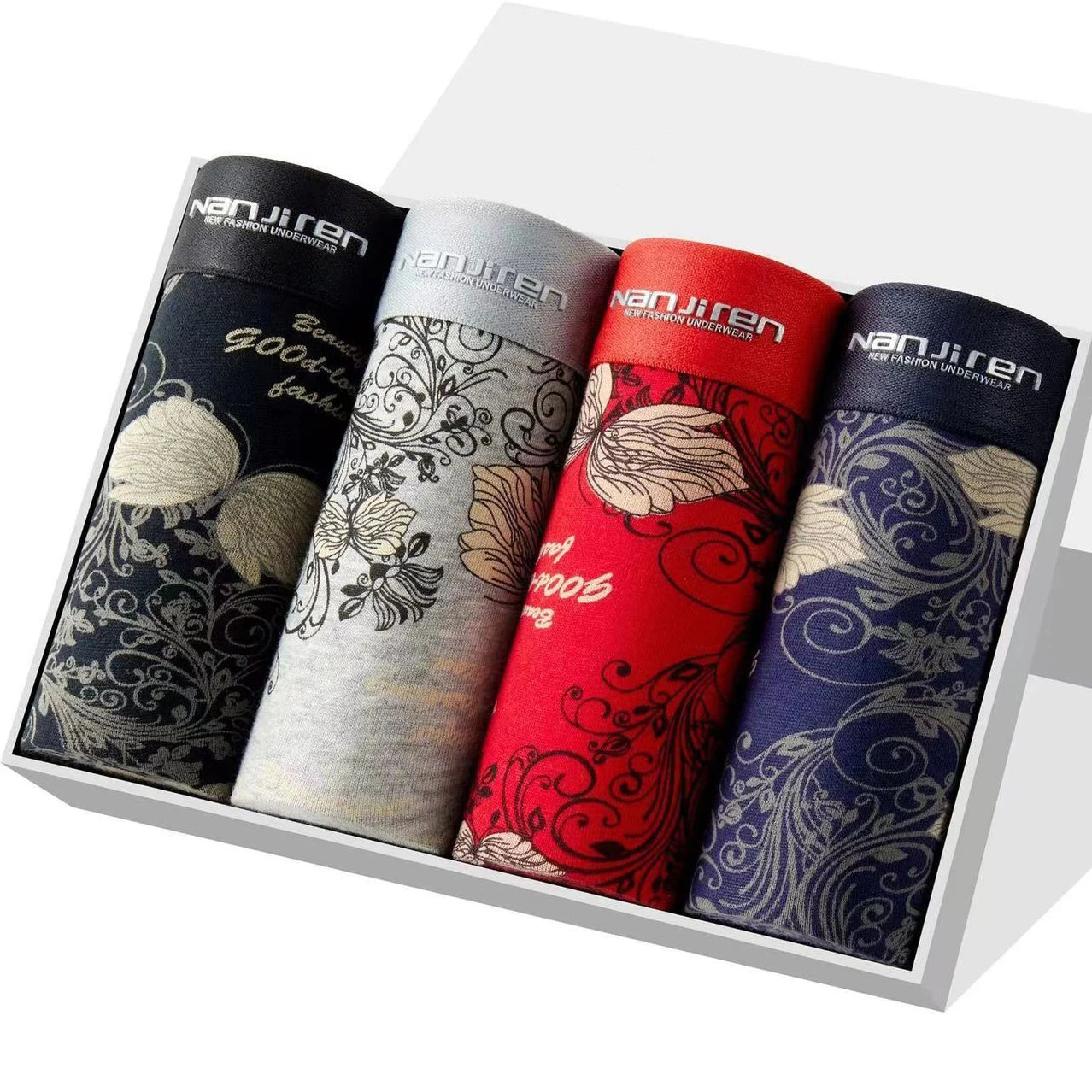 Men's Cotton Boxer Shorts 4PCS Breathable Printed Underwear