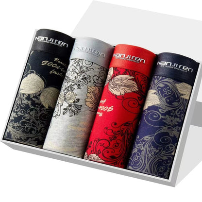 Men's Cotton Boxer Shorts 4PCS Breathable Printed Underwear