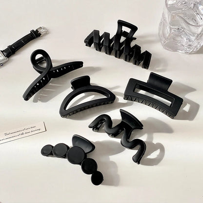 Black Geometric Hair Claw Clip for Women Long Hair
