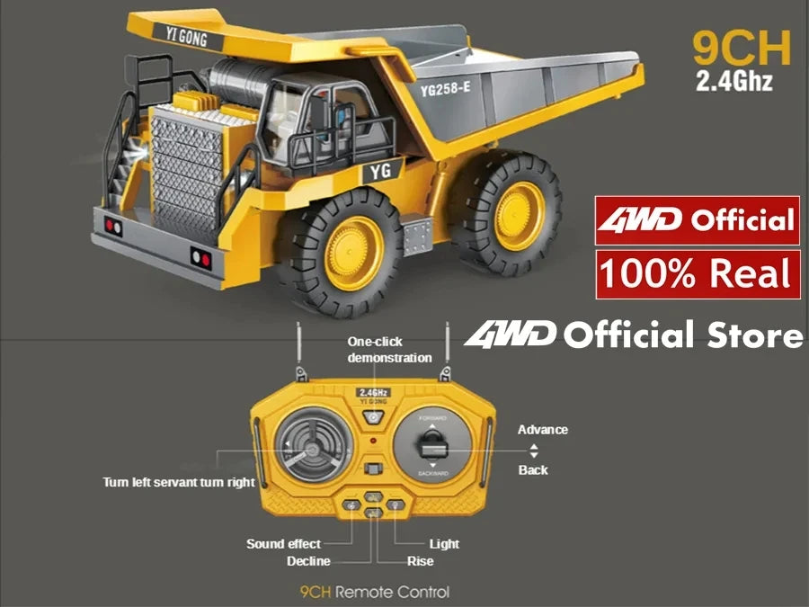 4WD RC Excavator Dump Truck Bulldozer 1:20 Remote Control Toy