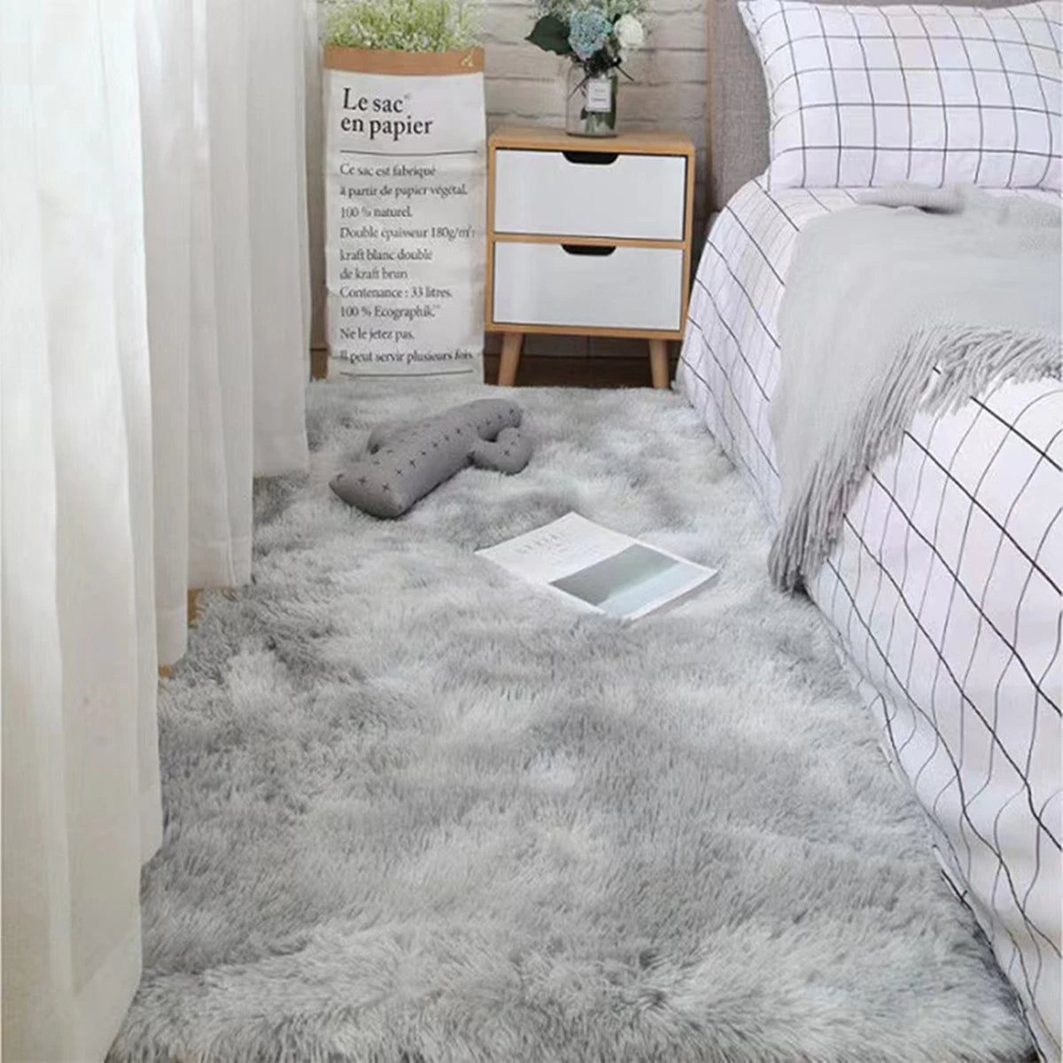 Fluffy Area Rug Soft Shaggy Non Slip Bedroom Carpet