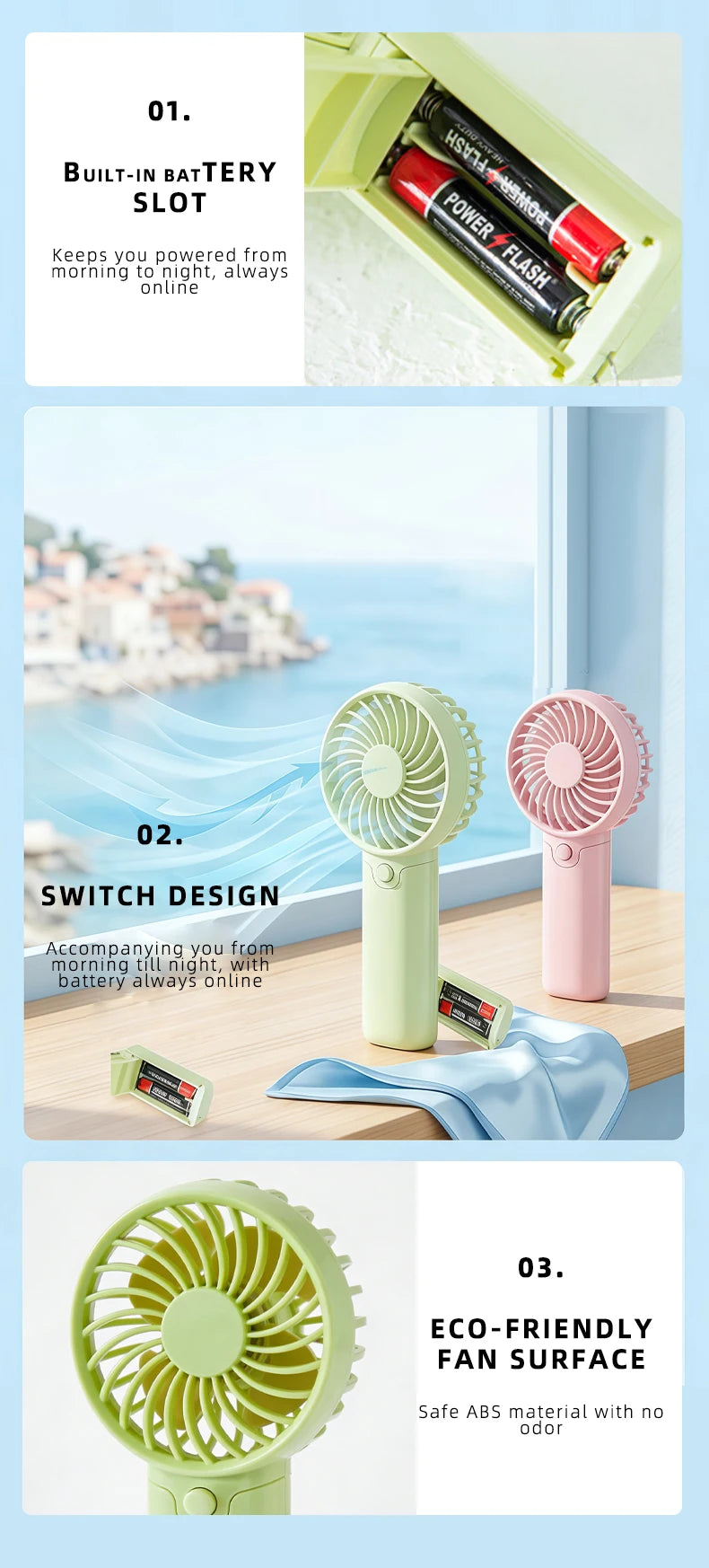 Handheld Mini Fan Rechargeable Portable Pocket Cooling Fan