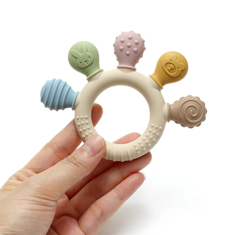 Silicone Baby Ring Teether Sensory Chew Toy for Infants