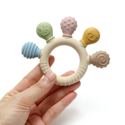 Silicone Baby Ring Teether Sensory Chew Toy for Infants