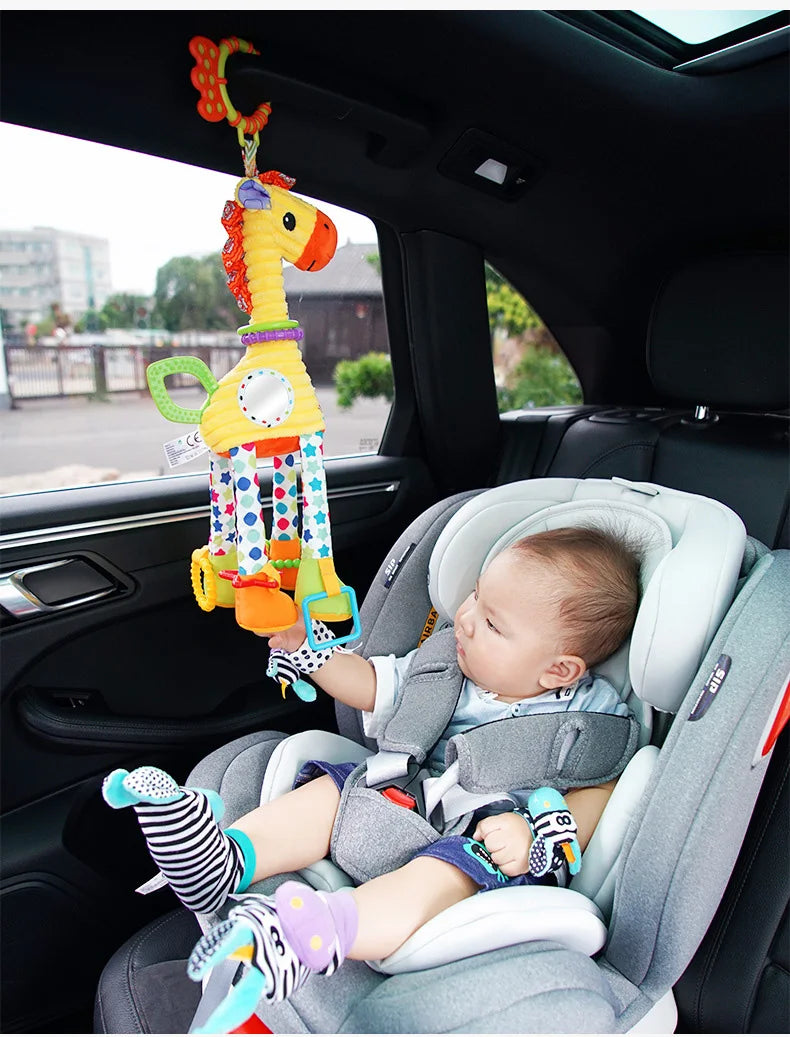 Baby Plush Rattle Toy with Teether Giraffe Zebra Handbell