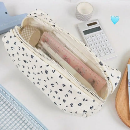 Floral Pencil Case Large Capacity Canvas Pen Bag