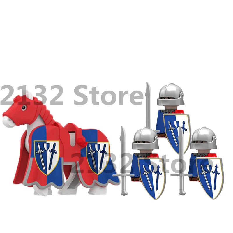 Medieval Castle Building Blocks Wolf Warrior Crusader Knight Figures Set