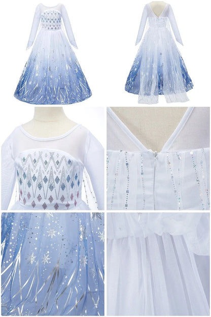 Girls Princess Dress Elsa Anna Kids Cosplay Costume