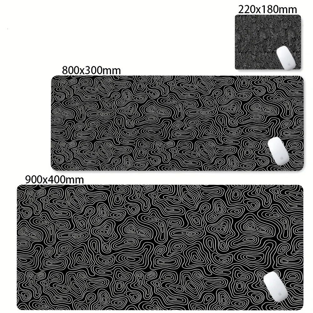 XXL Black & White Desk Mat – Abstract Liquid Gaming Mouse Pad