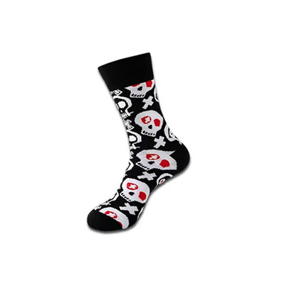 1/8 Pairs Unisex Halloween Printed Mid Tube Socks Fashionable Skull Pumpkin Sweat Absorbing Breathable All Season Casual Socks