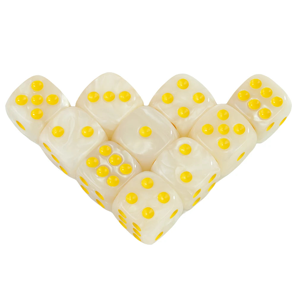 Acrylic Dice Set 10 Piece 16mm Marble D6 Game Dice
