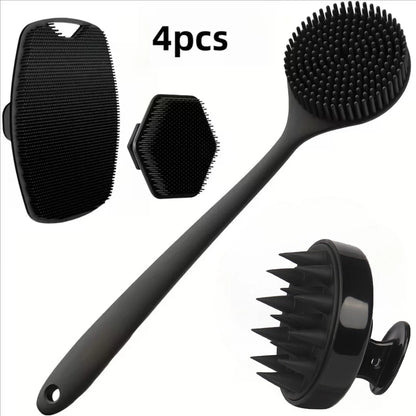 Silicone Body Scrubber Set 4PCS Exfoliating Bath Brushes