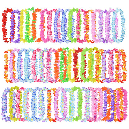 Hawaiian Flower Lei Necklace for Tropical Party Decorations