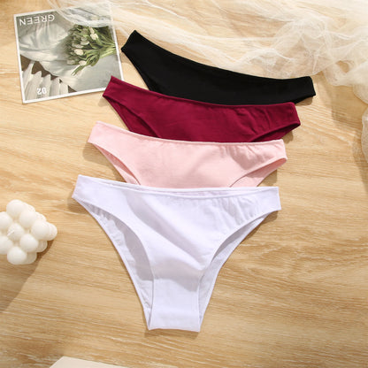 Cotton Seamless Panties 4PCS Women's Low Rise Briefs