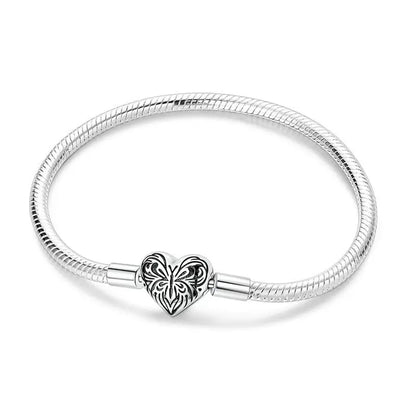 925 Sterling Silver Heart Bracelet with Zircon Accent