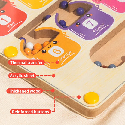 Wooden Magnetic Color Number Maze with Drawing Board
