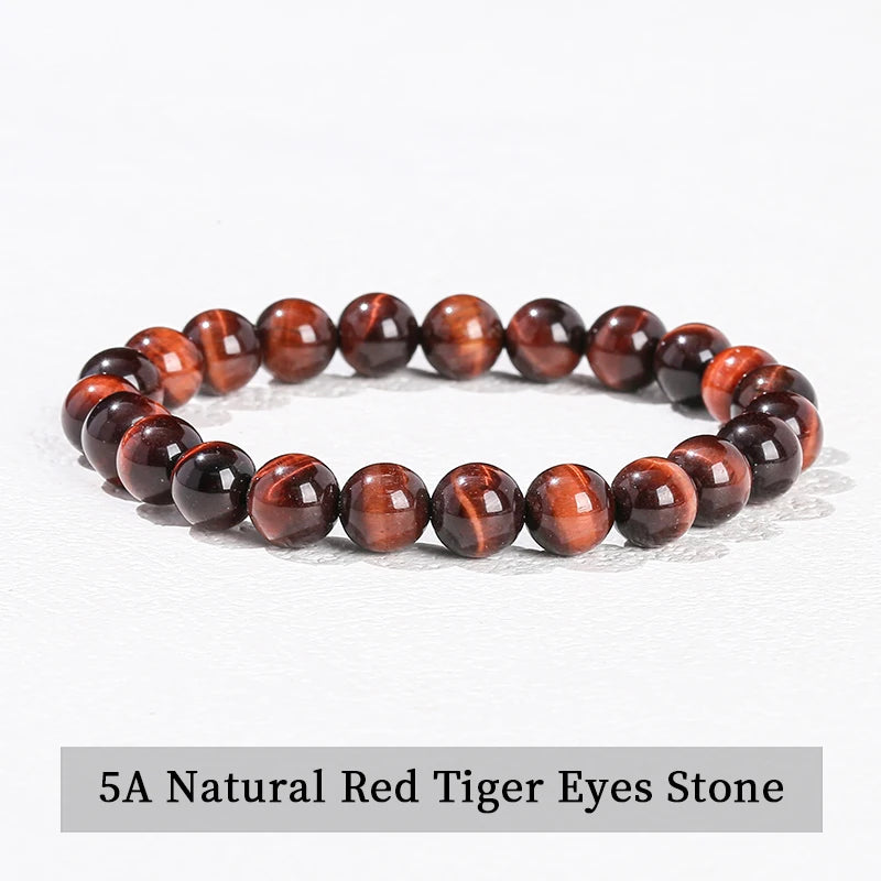 Natural Stone Bead Bracelet – Crystal Gemstone Stretch Bracelet