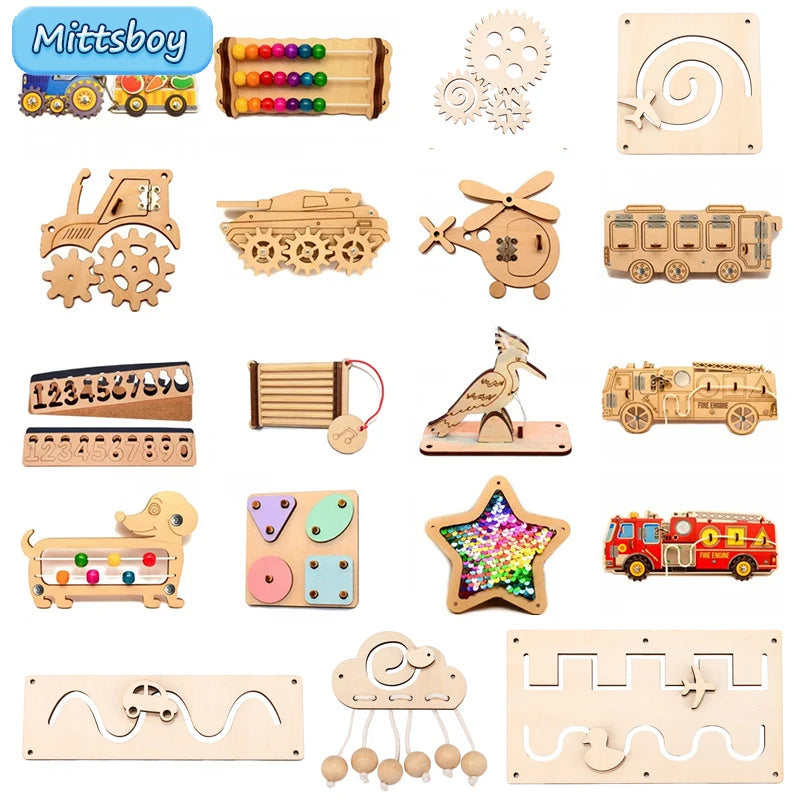 Montessori Busy Board – Wooden Sensory Learning Toy for Kids