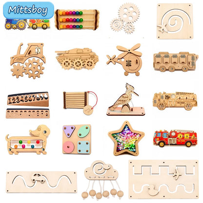 Montessori Busy Board – Wooden Sensory Learning Toy for Kids