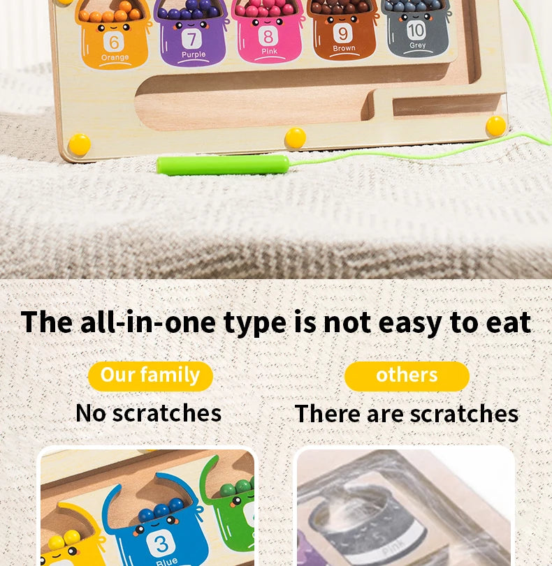 Wooden Magnetic Color Number Maze with Drawing Board