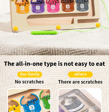 Wooden Magnetic Color Number Maze with Drawing Board