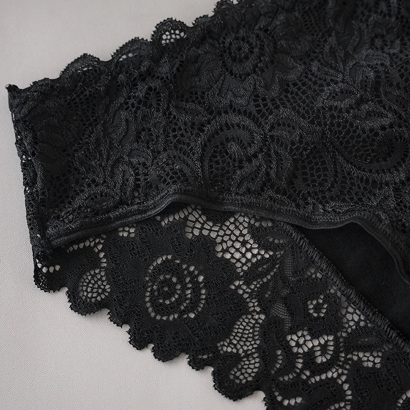 Lace Cotton Panties 3PCS Floral Embroidered Women's Briefs