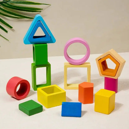 Wooden Sorting Toy, Montessori Stacking Blocks