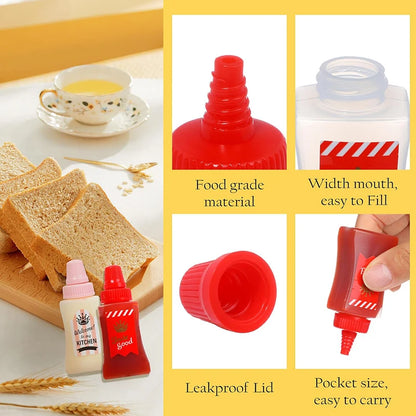 Mini Condiment Squeeze Bottles – Portable Sauce Containers for Lunch Boxes