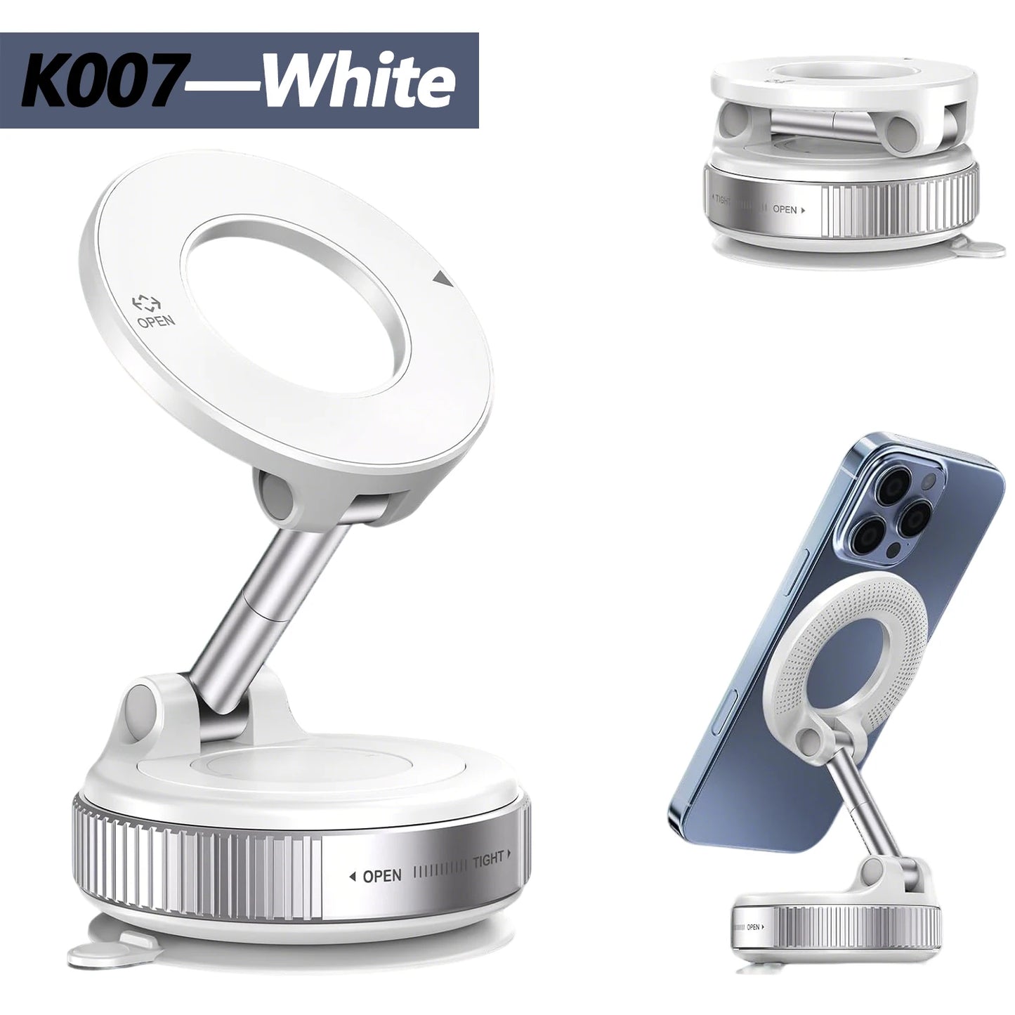Magnetic Car Phone Holder 360° Foldable Vacuum Mount