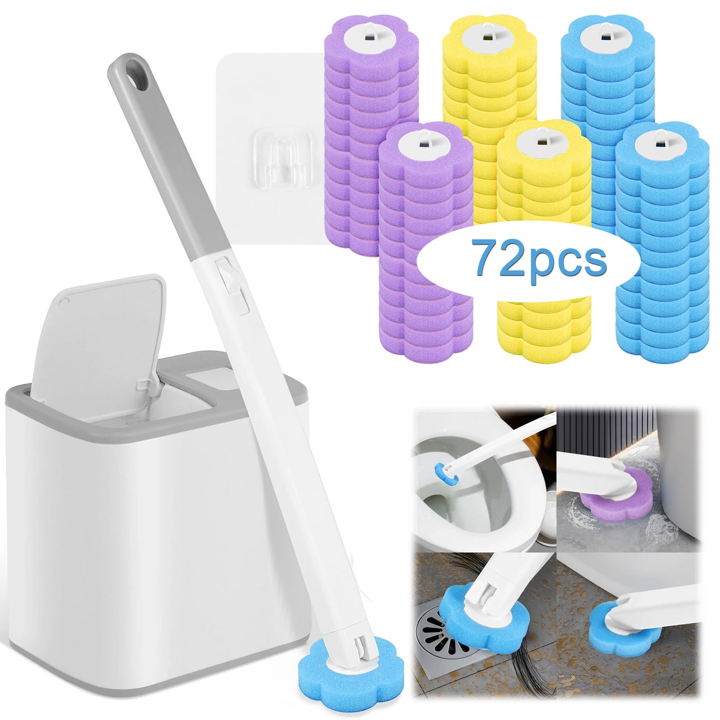 Disposable Toilet Brush Set with Holder & Refills