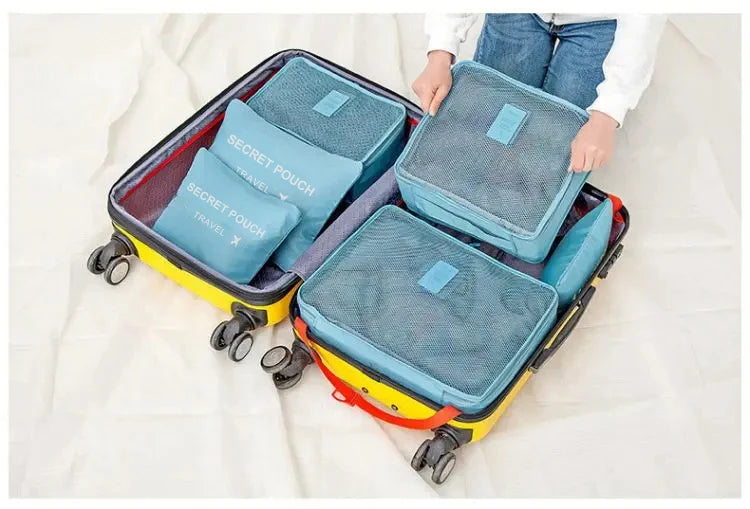 Travel Storage Bags 6 Piece Waterproof Packing Cubes Set