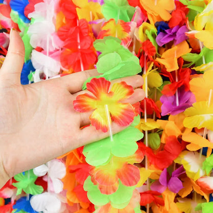 Hawaiian Flower Lei Necklace for Tropical Party Decorations