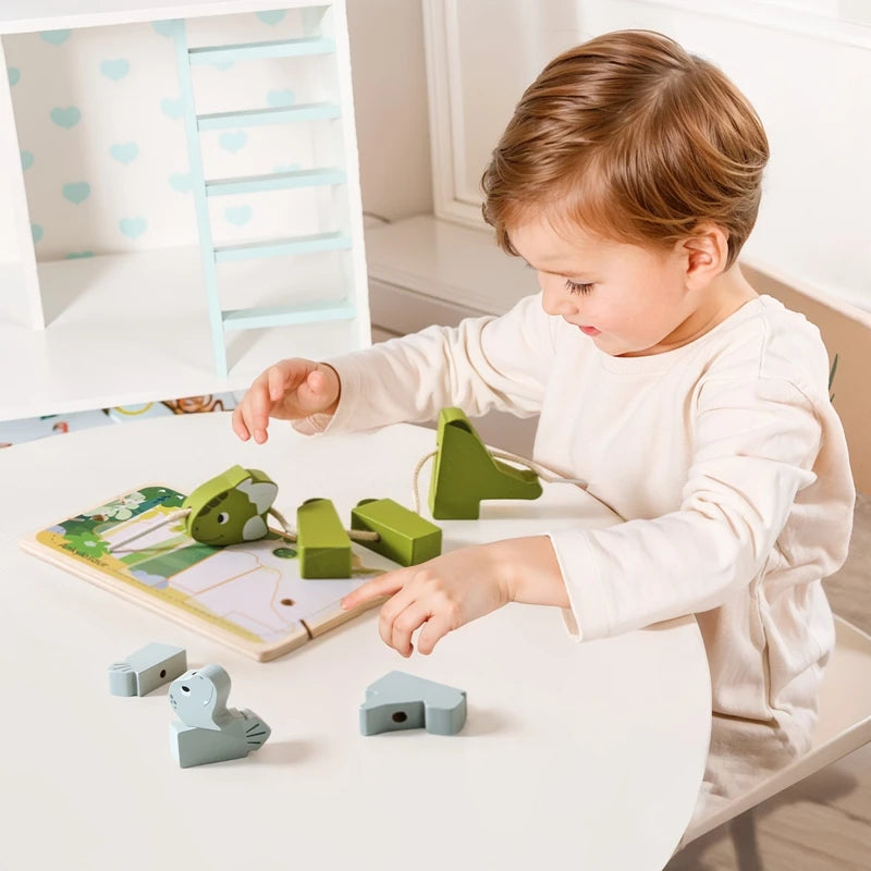 Wooden Animal Threading Toy for Toddlers