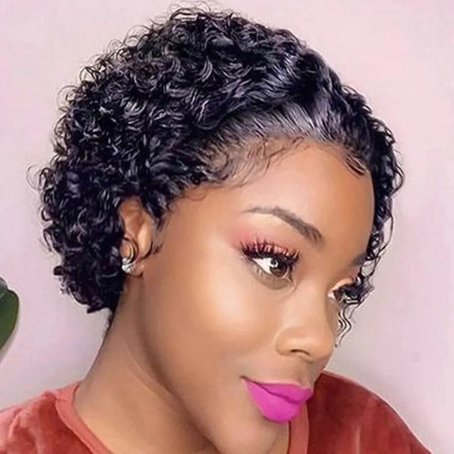 Curly Pixie Cut Human Hair Wig 13x1 HD Lace Front