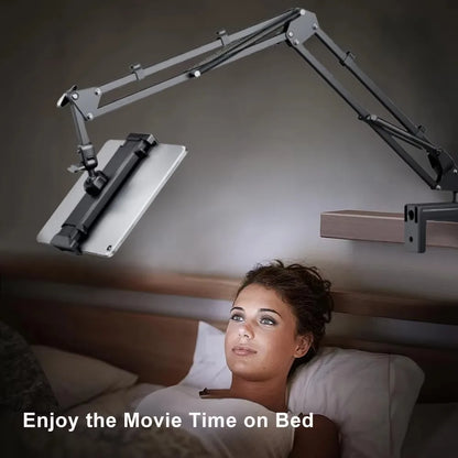90cm Bed Tablet Holder – 360° Rotating Metal Arm Stand for iPad & Phone