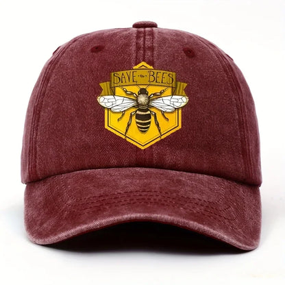 Bee Print Baseball Cap Adjustable Unisex Sun Hat for Outdoor Wear
