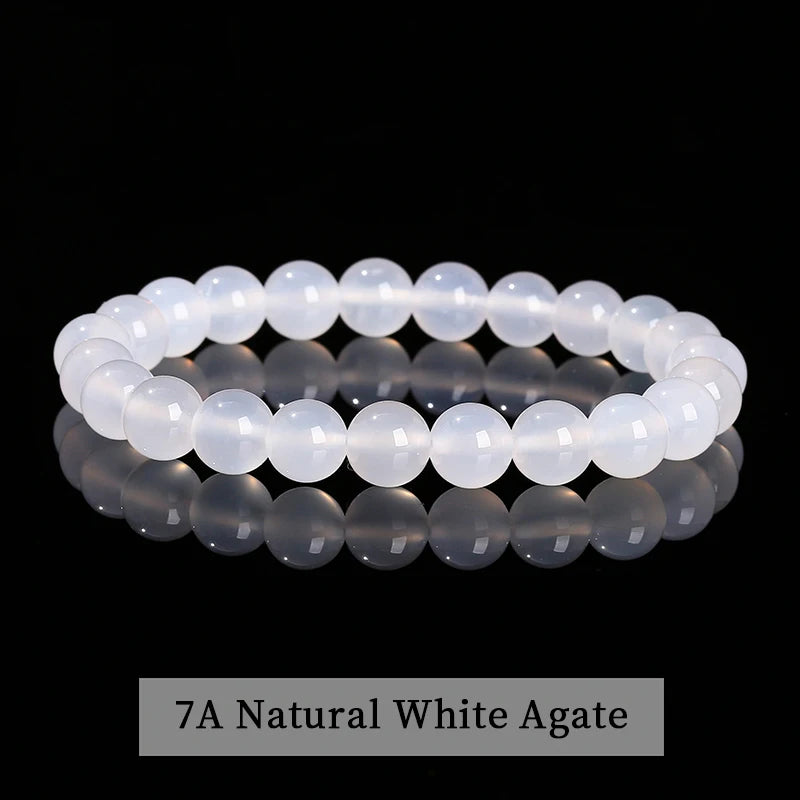 Natural Stone Bead Bracelet – Crystal Gemstone Stretch Bracelet