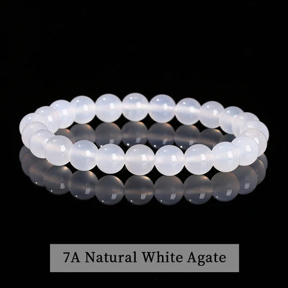 Natural Stone Bead Bracelet – Crystal Gemstone Stretch Bracelet