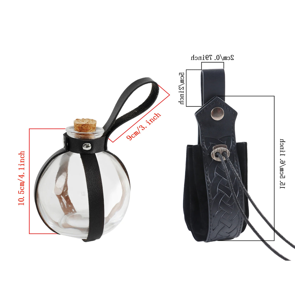 1/6pcs Renaissance Accessories Medieval Pirate PU Leather Belt Bag Cork Potion Bottle Belt Halloween Cosplay Costume